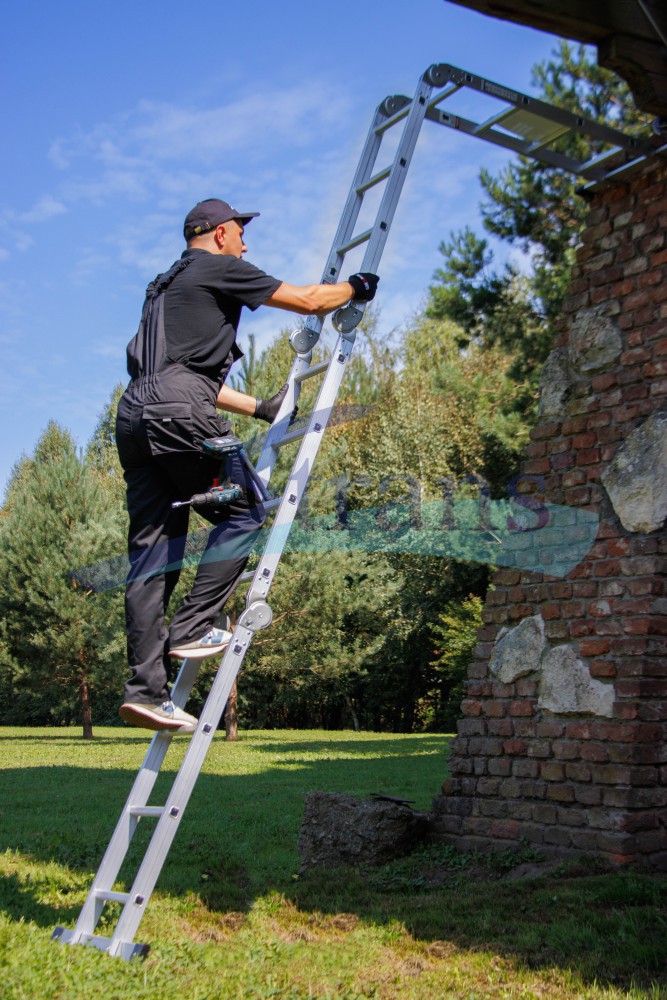 Aluminum Folding Transformer Ladder With Platform Gut Meister 16